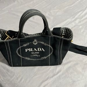 PRADA Canapa Convertible Tote Canvas in Black